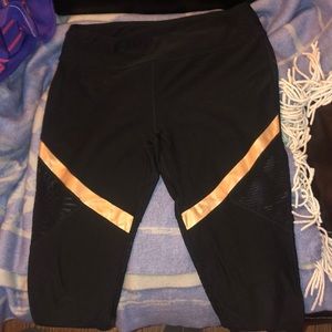 Black and gold Gottex Leggings with Mesh Cut out